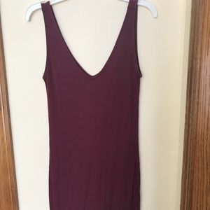 Maroon v-neck body con dress